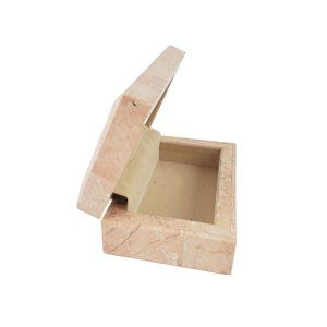 Vintage Friends & Co. Peach Marble Hinged Casket Style Trinket Jewelry Box